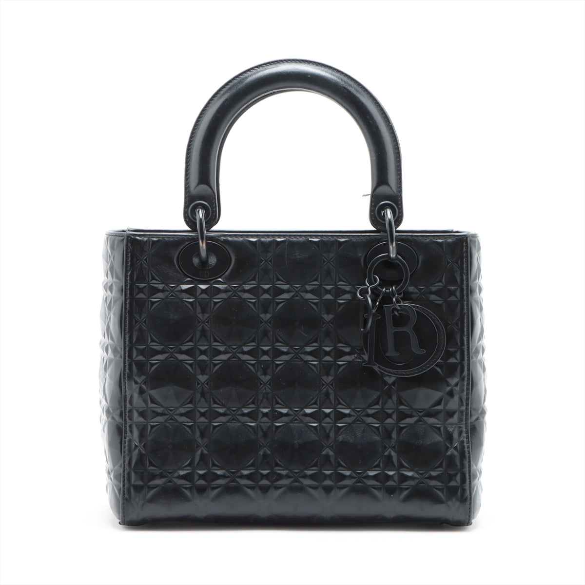 Christian Dior Lady Dior Leather Hand bag Black