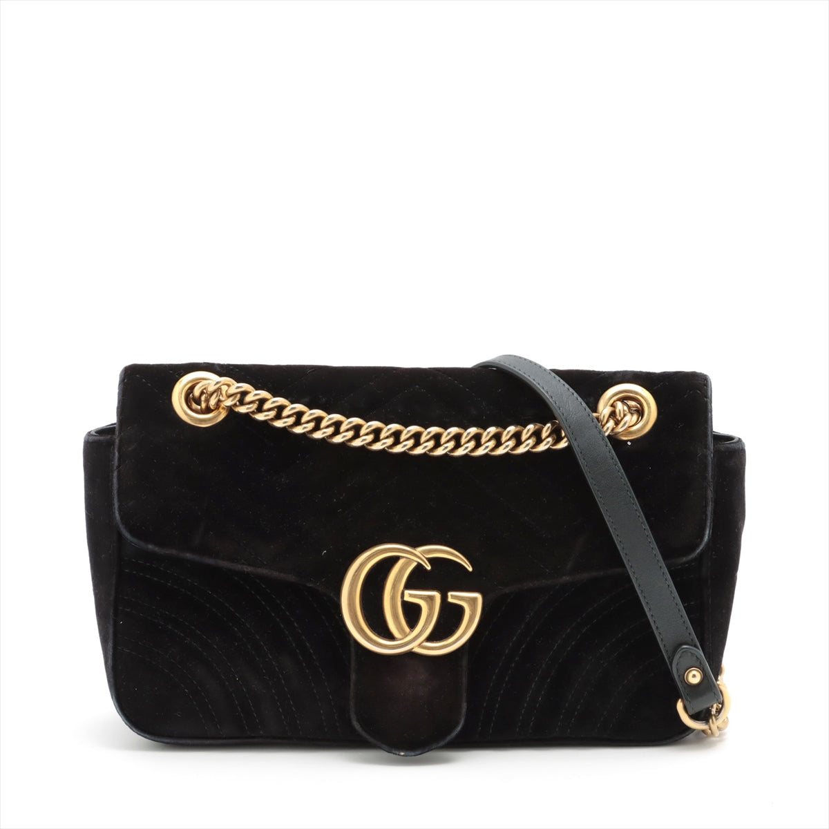 Gucci GG Marmont Velour Chain shoulder bag Black 443497