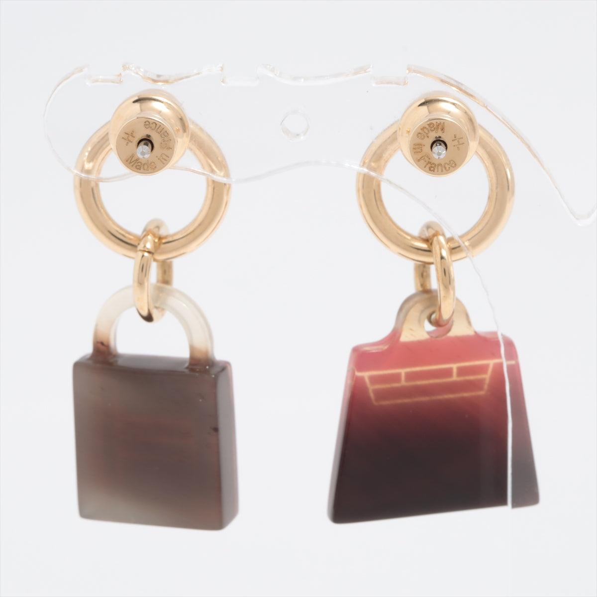 Hermès Amulet Marroquinier Piercing jewelry (for both ears) buffalo Horn Gold