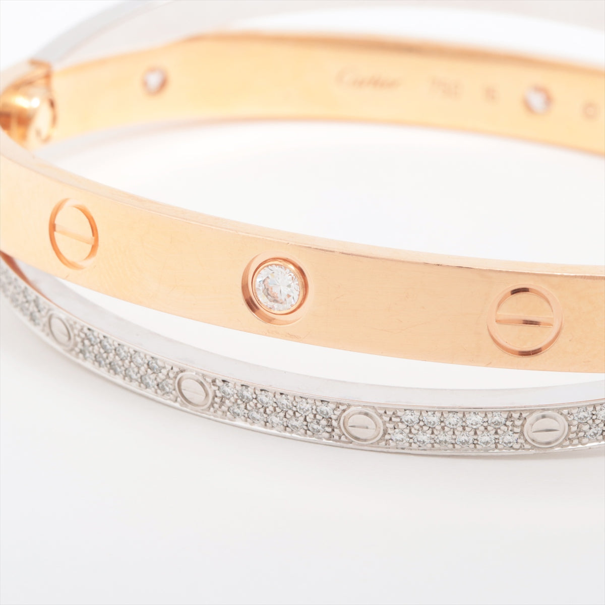 Cartier Love half Pavé diamond Bracelet 750(PG×WG) 45.8g 16