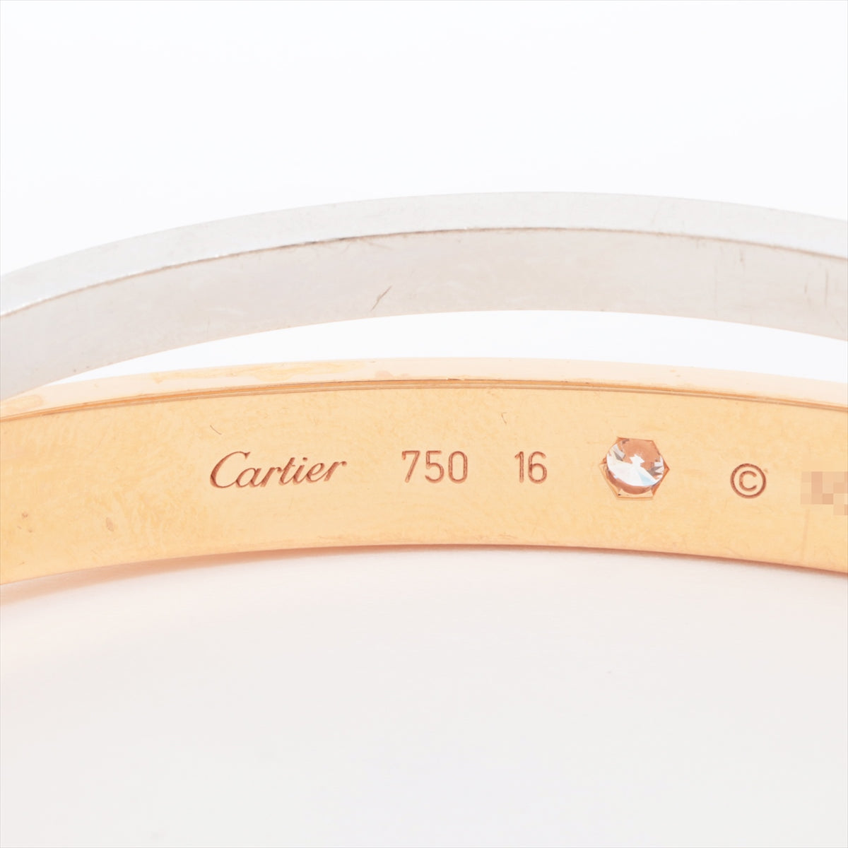 Cartier Love half Pavé diamond Bracelet 750(PG×WG) 45.8g 16