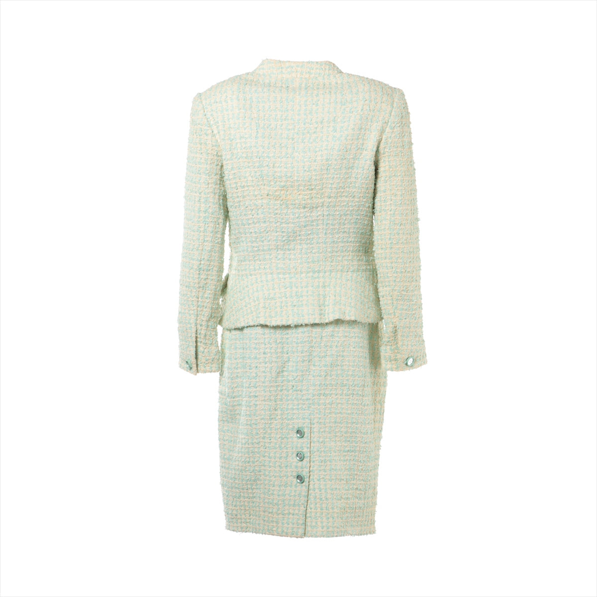 Chanel Coco Button 95C Cotton & wool Setup 38 Ladies' mint blue  Tweed