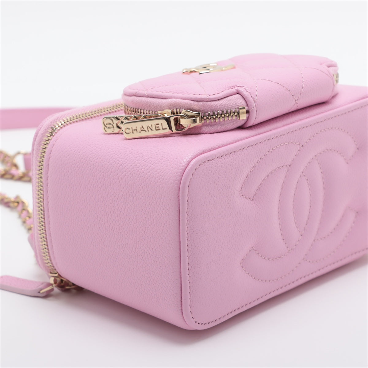 Chanel Matelasse Caviarskin Vanity bag Pink Gold Metal fittings