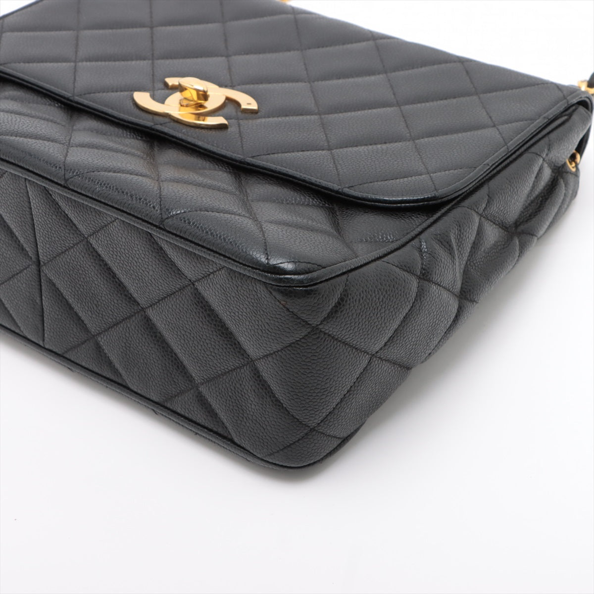 Chanel Big Matelasse Caviarskin Single flap single chain bag Black Gold Metal fittings 2XXXXXX