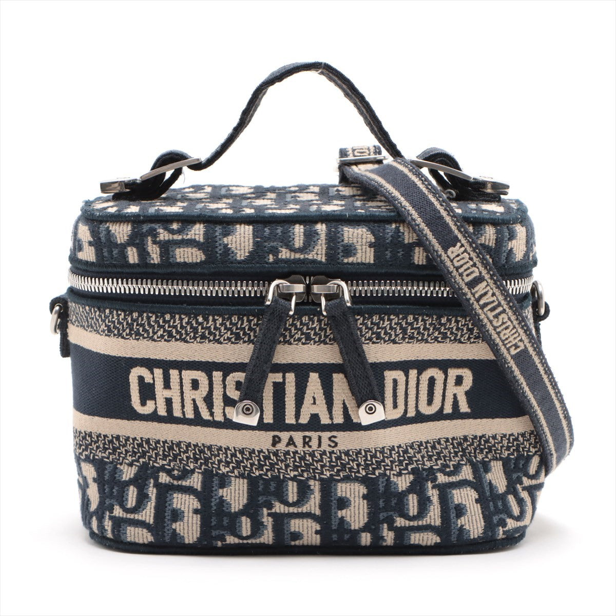 Christian Dior Oblique canvas 2 WAY VANITY BAG Navy blue