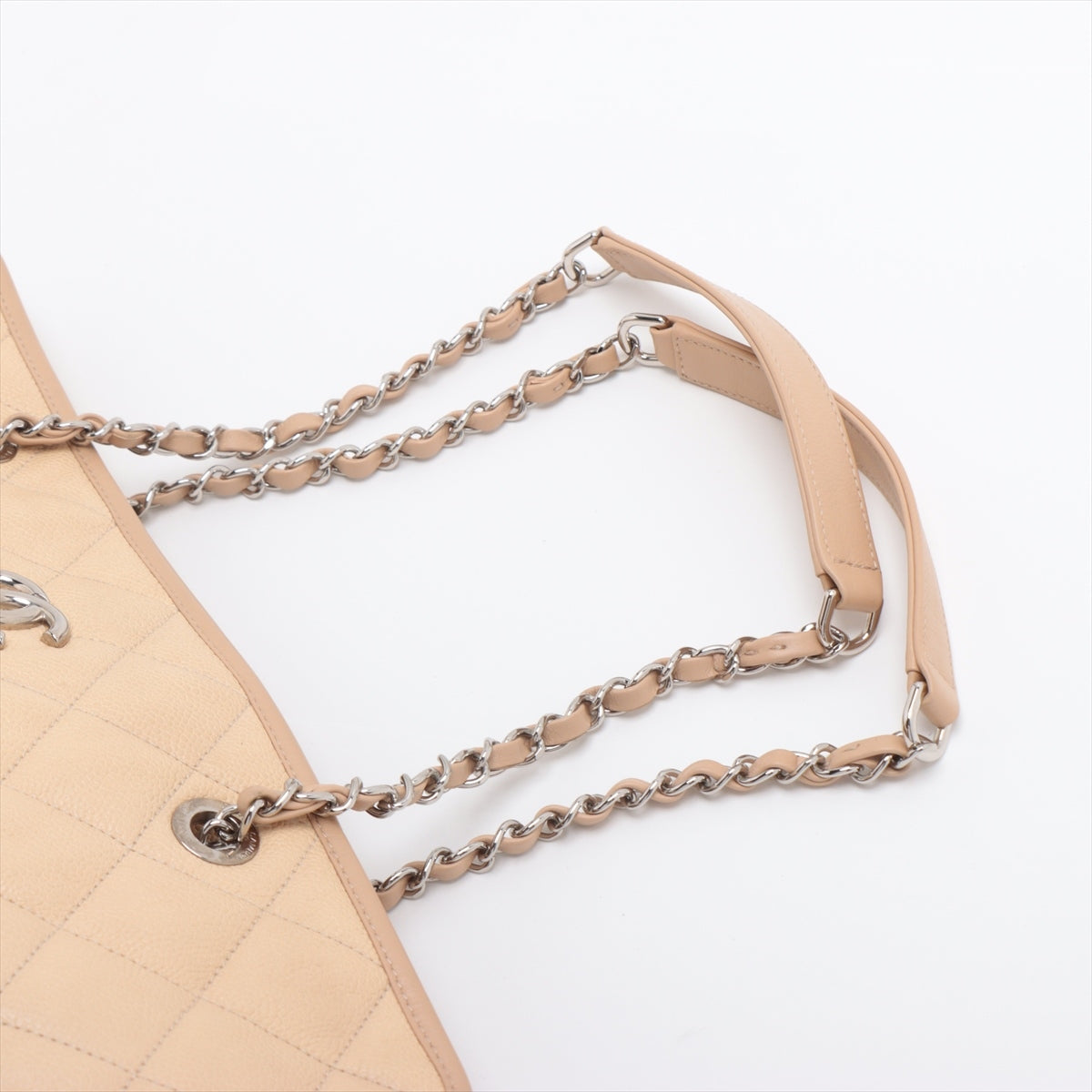 Chanel Matelasse Caviarskin Chain tote bag Beige Silver Metal fittings 17XXXXXX
