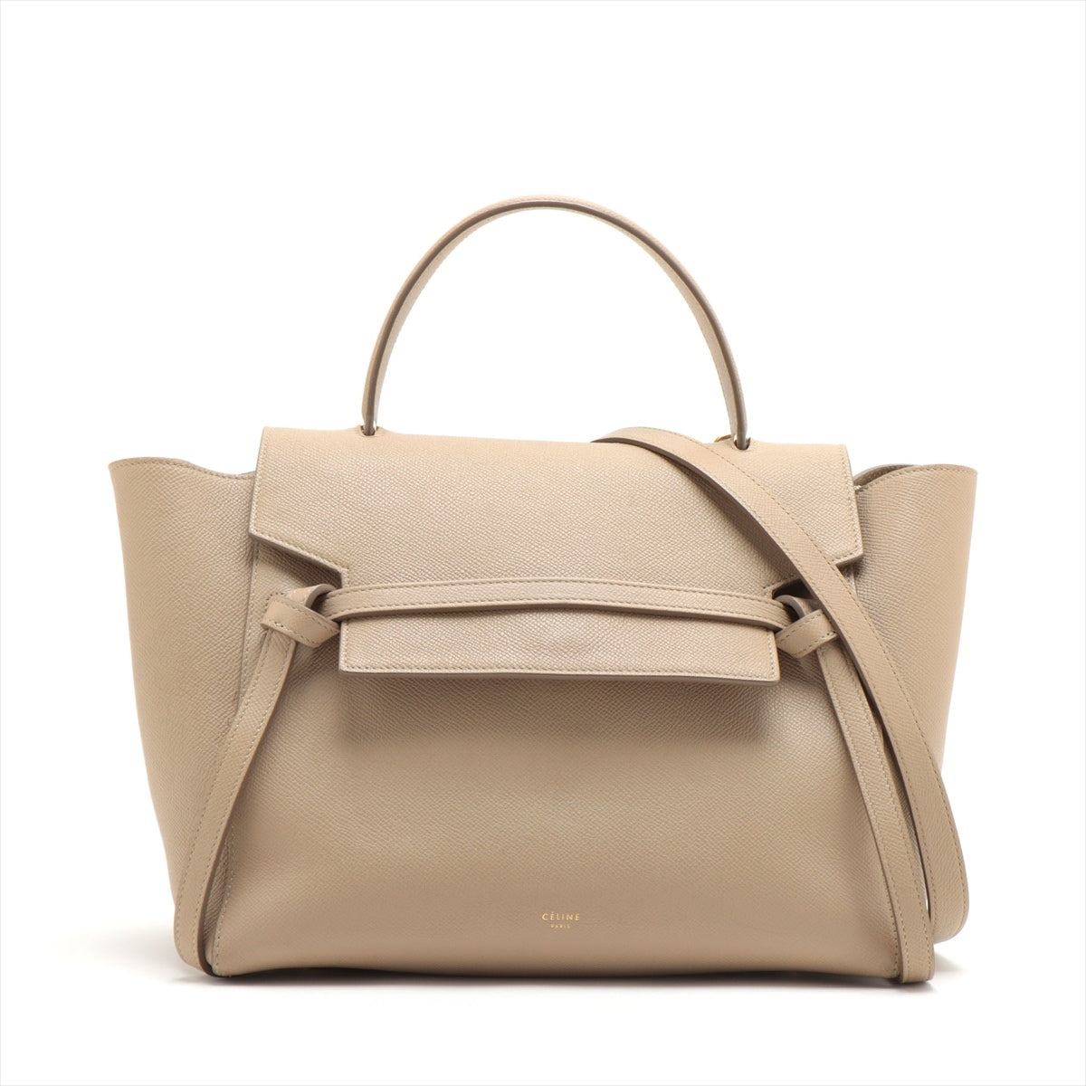 CELINE Belt Bag Leather 2way handbag Beige