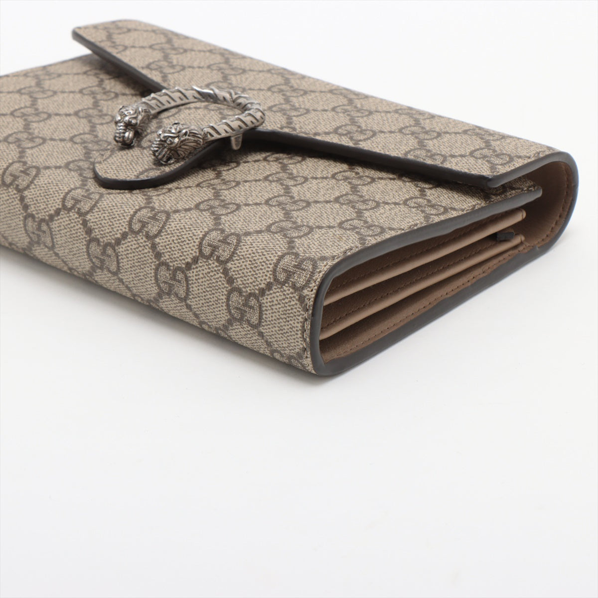 Gucci GG Supreme Dionysus PVC & leather Chain wallet Beige