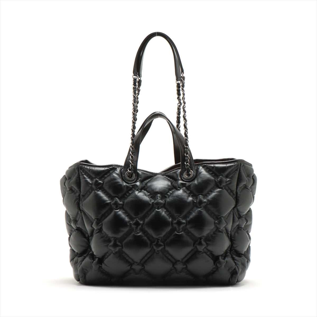 Chanel Bubble Quilt Leather Chain tote bag Black Gunmetallic hardware 23XXXXXX
