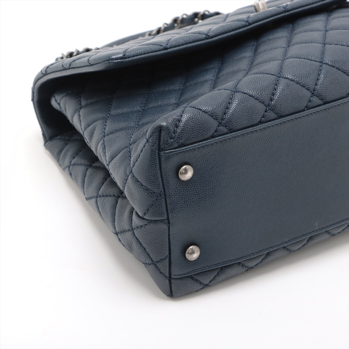 Chanel Coco Handle Caviarskin 2way shoulder bag Navy blue Black x silver hardware 22XXXXXX