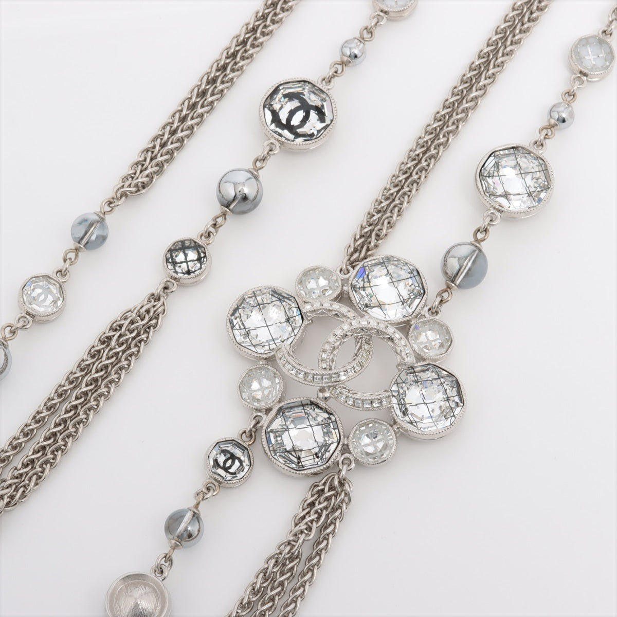 Chanel Coco Mark A18B Necklace GP×inestone Silver