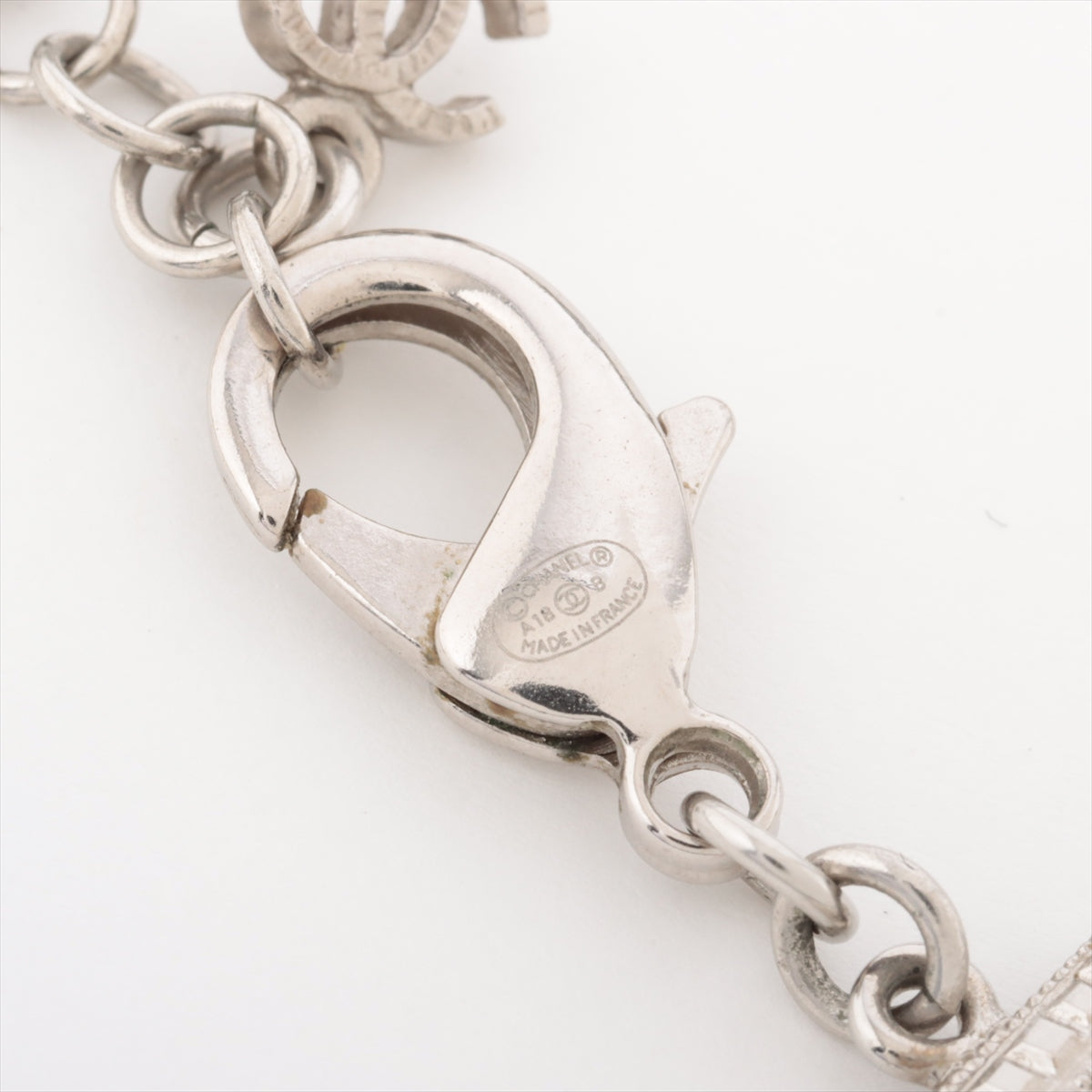Chanel Coco Mark A18B Necklace GP×inestone Silver
