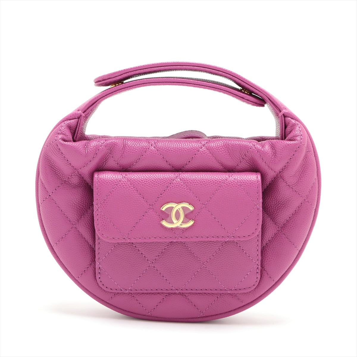 Chanel Matelasse Caviarskin Hand bag Purple Gold Metal fittings