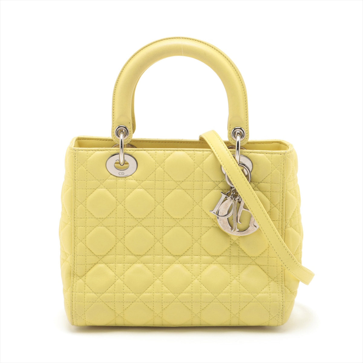 Christian Dior Lady Dior Cannage Leather 2way handbag Yellow