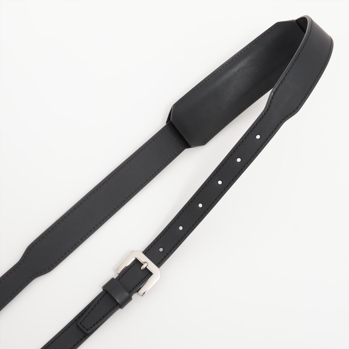 Goyard Shoulder strap Leather x metal Black leather strap mm