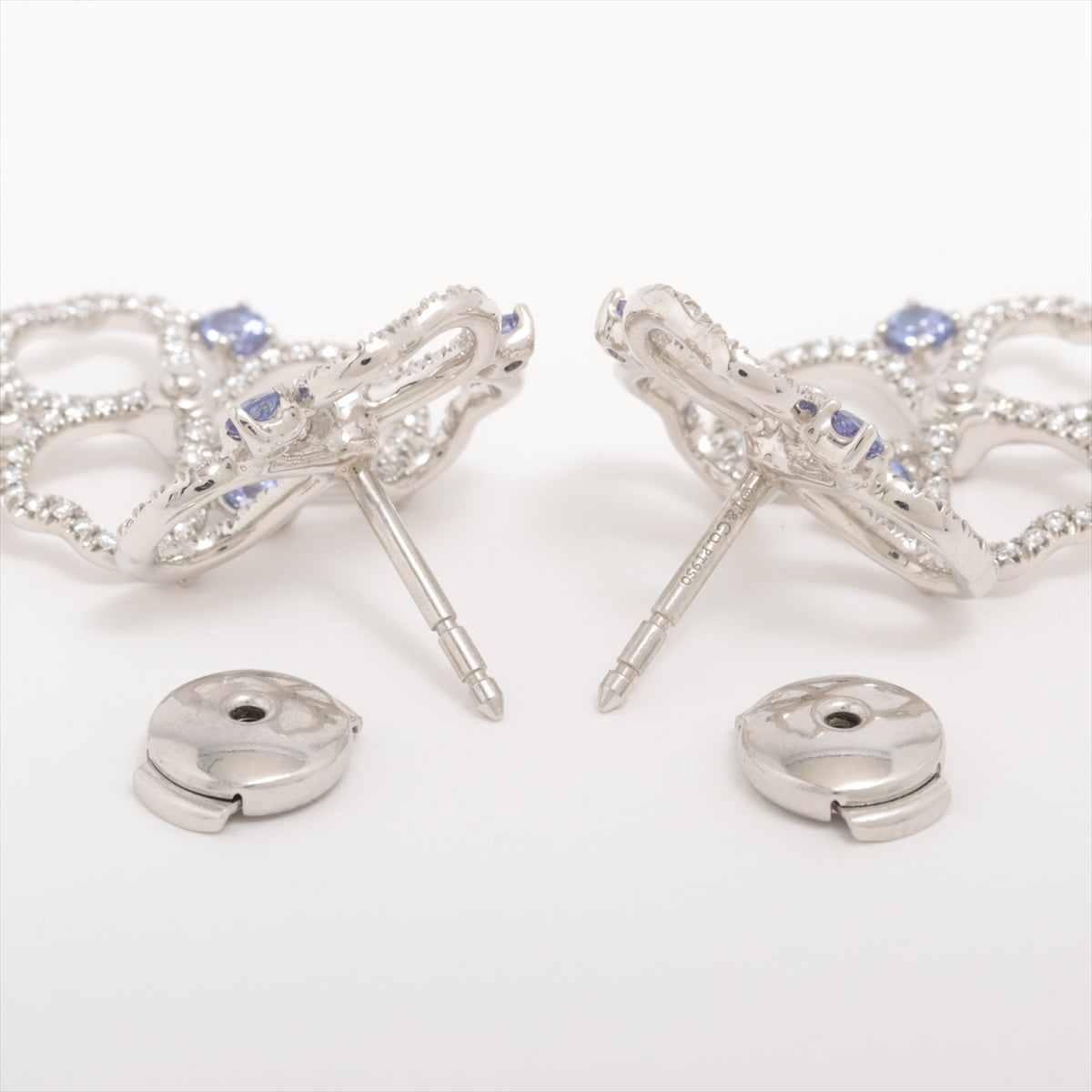 Tiffany Paper flowers Tanzanite diamond Piercing jewelry Pt950 15.2g