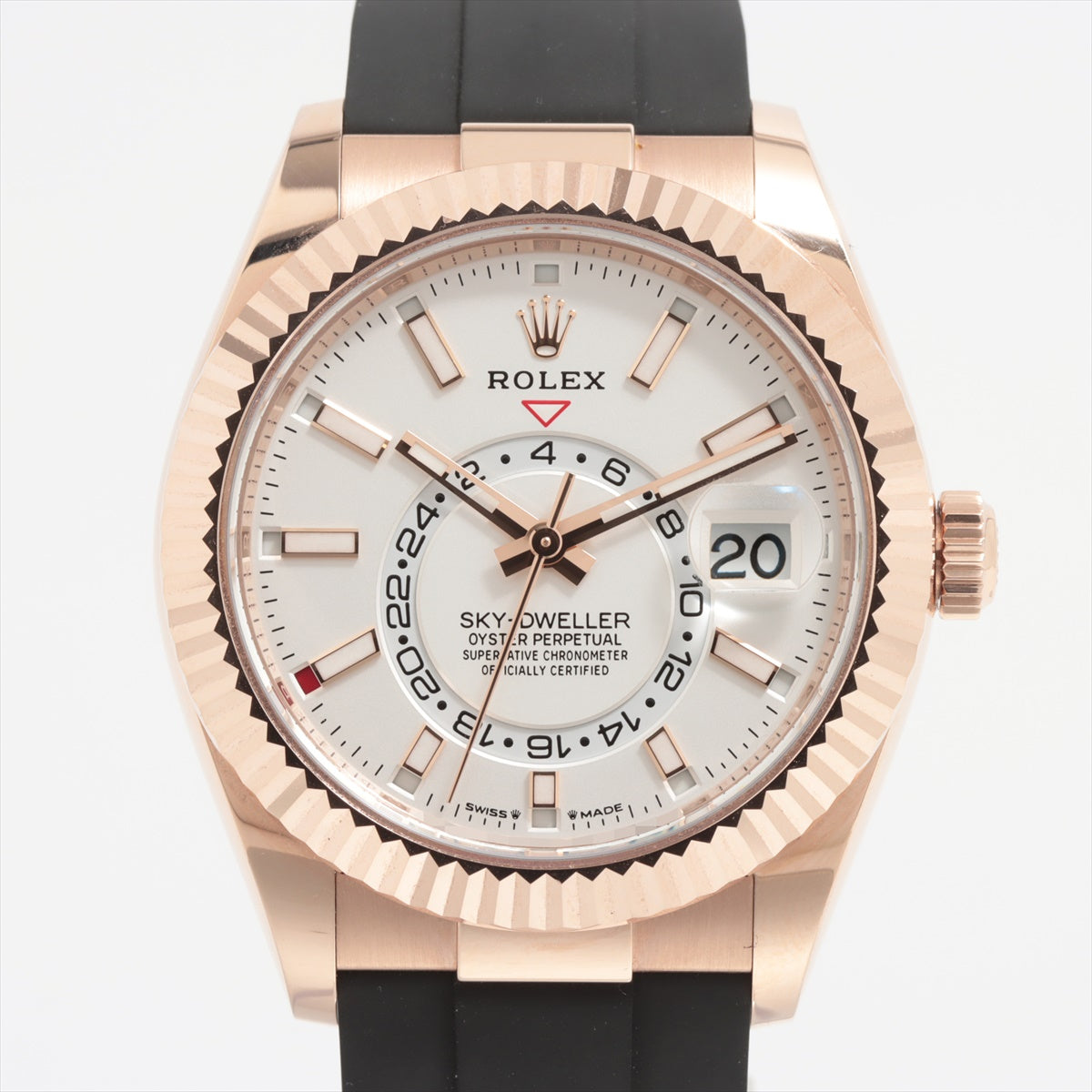 Rolex Sky-Dweller 336235 PG & rubber AT Silver-Face Lug scratches
