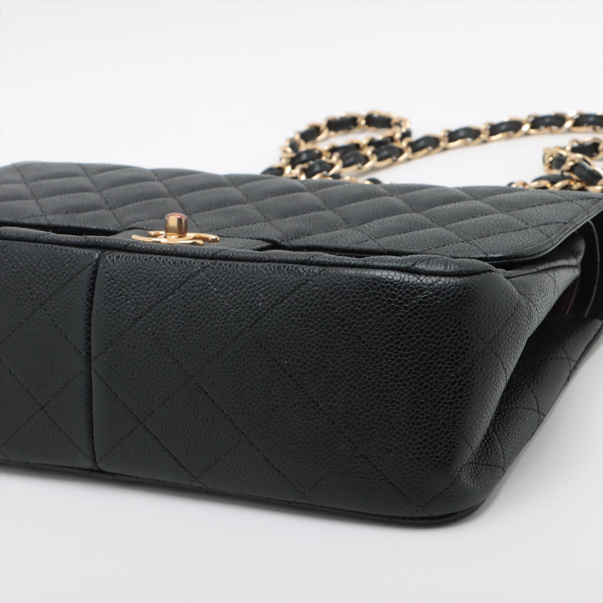 Chanel Big Matelasse Caviarskin Double flap Double chain bag Black Gold Metal fittings 14XXXXXX
