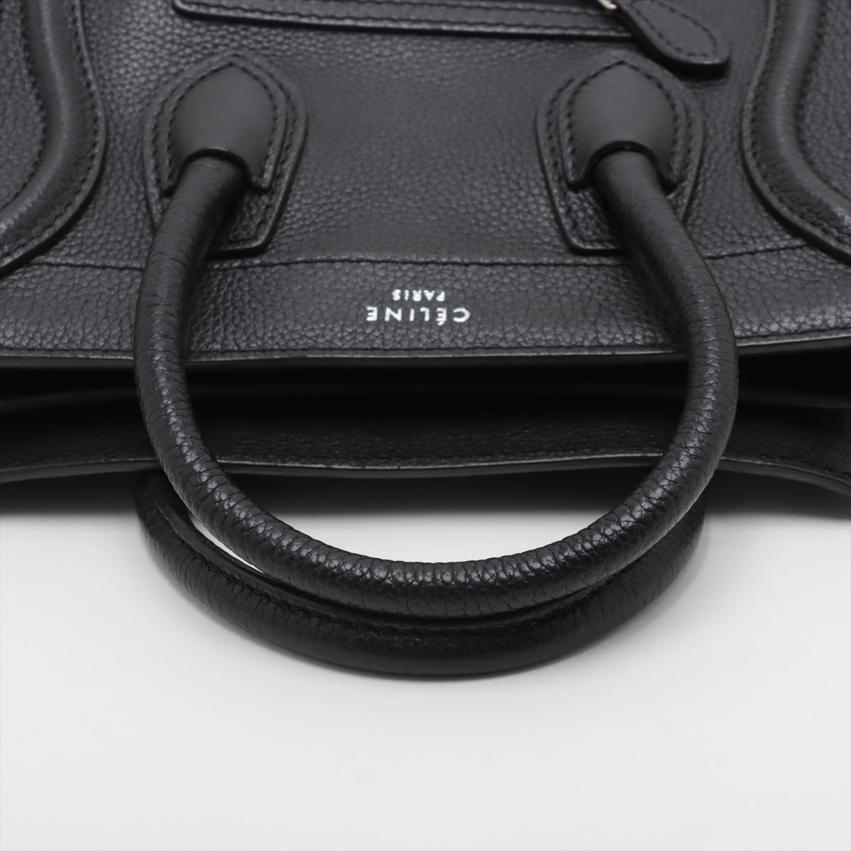 CELINE Luggage Nano shopper Leather 2way handbag Black