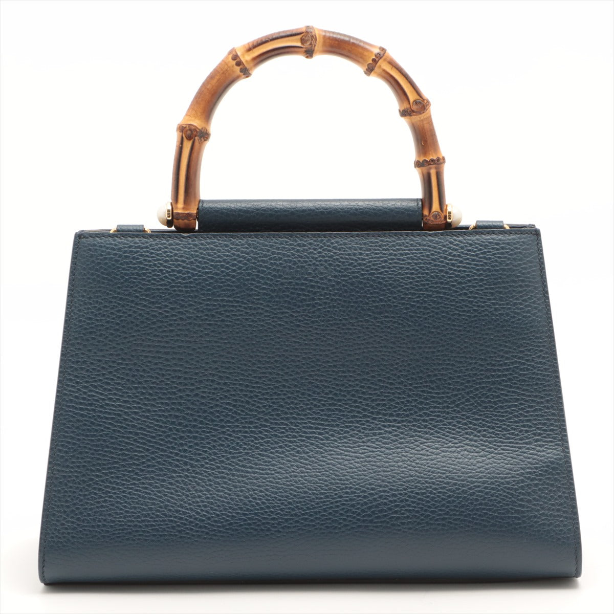 Gucci Bamboo Nymphaea Leather Hand bag Blue 459076