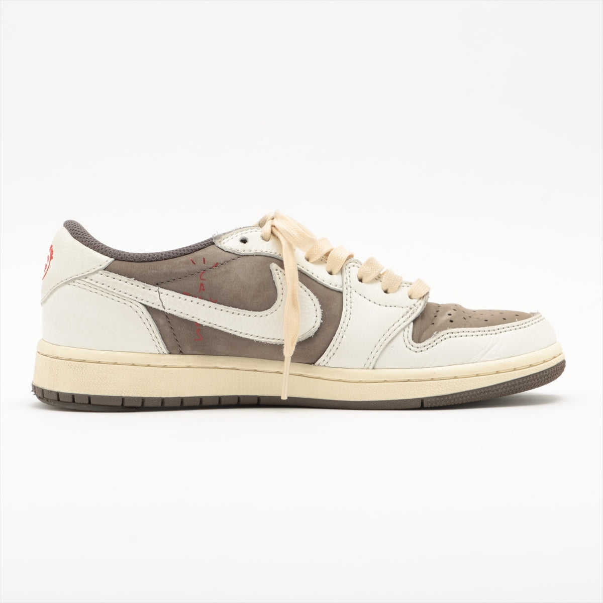 Nike x Travis Scott AIR JORDAN 1 Leather Sneakers 24cm Unisex Gray x white DM7866-162 Is there a replacement string Heel repair available