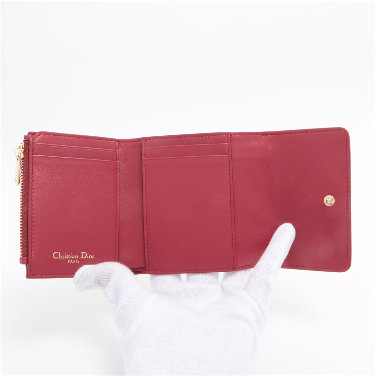 Christian Dior 30 Montaigne Patent leather Compact Wallet Red