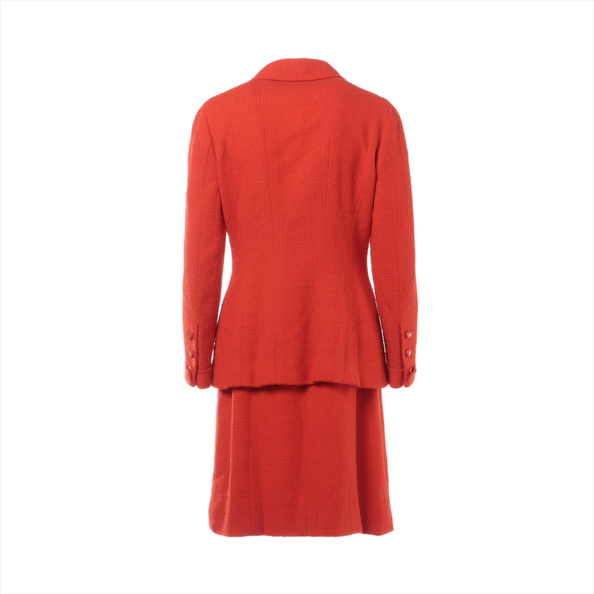 Chanel Coco Button 96A Wool & nylon Setup 42 Ladies' Red  Tweed P08103V04999
