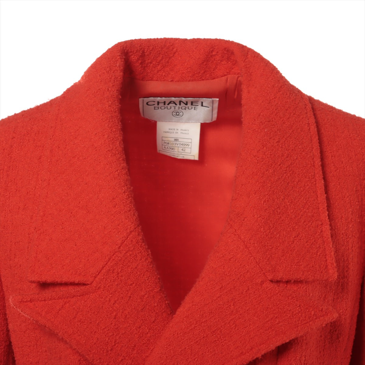 Chanel Coco Button 96A Wool & nylon Setup 42 Ladies' Red  Tweed P08103V04999