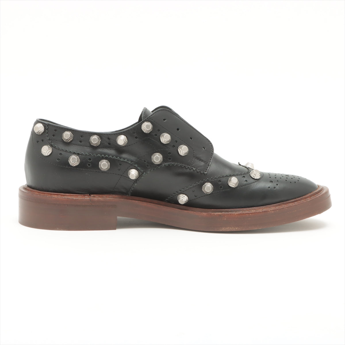 Balenciaga Leather Leather shoes 40 Men's Black × Brown Studs Slip-on wingtip