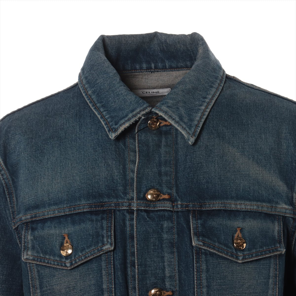 CELINE Triomphe Cotton Denim jacket xs Men's Navy blue  365M2Q45607DU