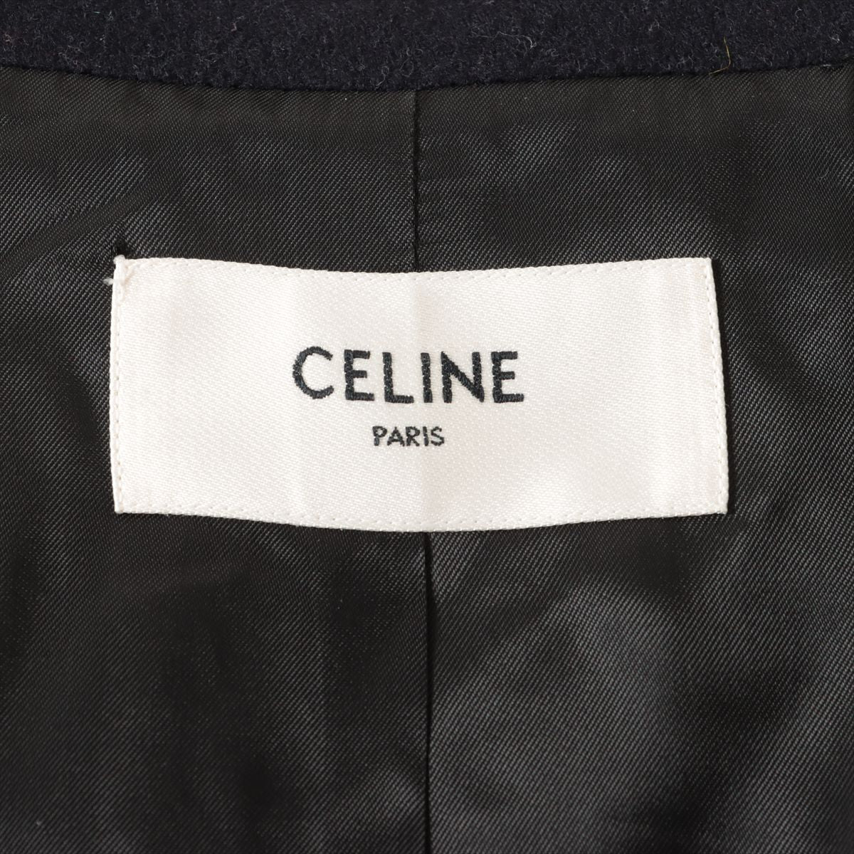 CELINE Teddy 22SS Cashmere Jacket 38 Ladies' Navy blue  2V35G6700 Eddie period Double face Removable hood
