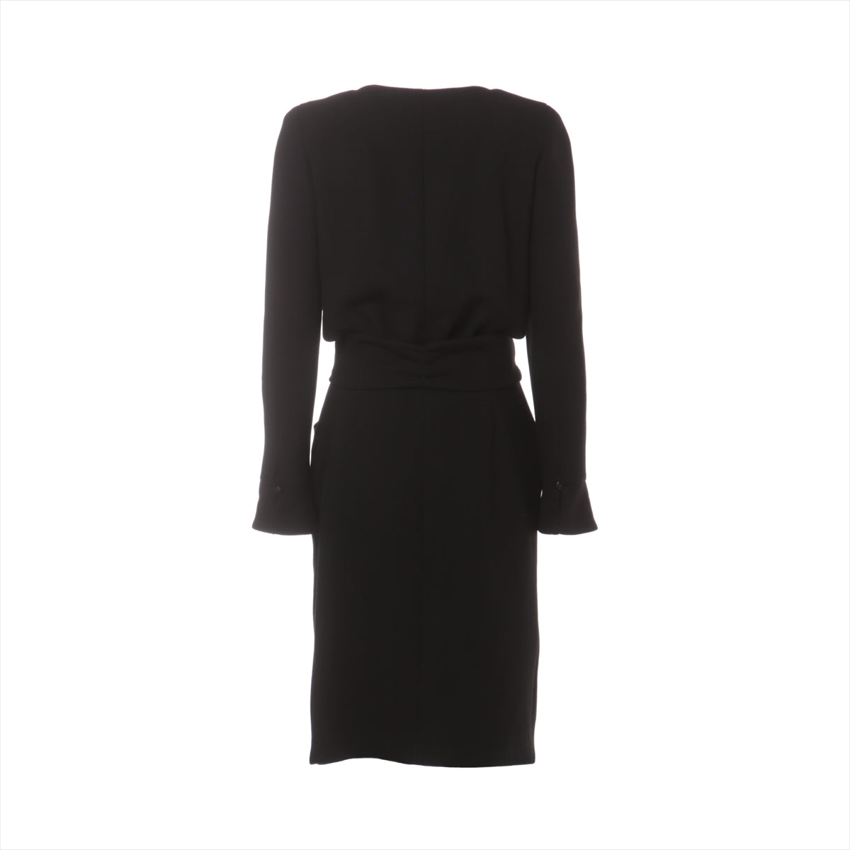 Chanel Coco Button P36 Silk x wool Dress 36 Ladies' Black