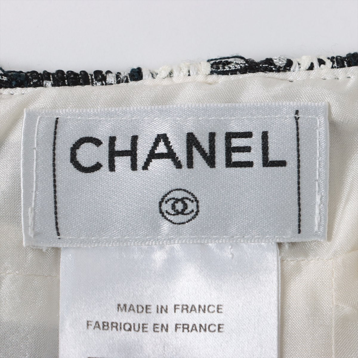 Chanel Coco Mark 06A Tweed Skirt 38 Ladies' Black × White