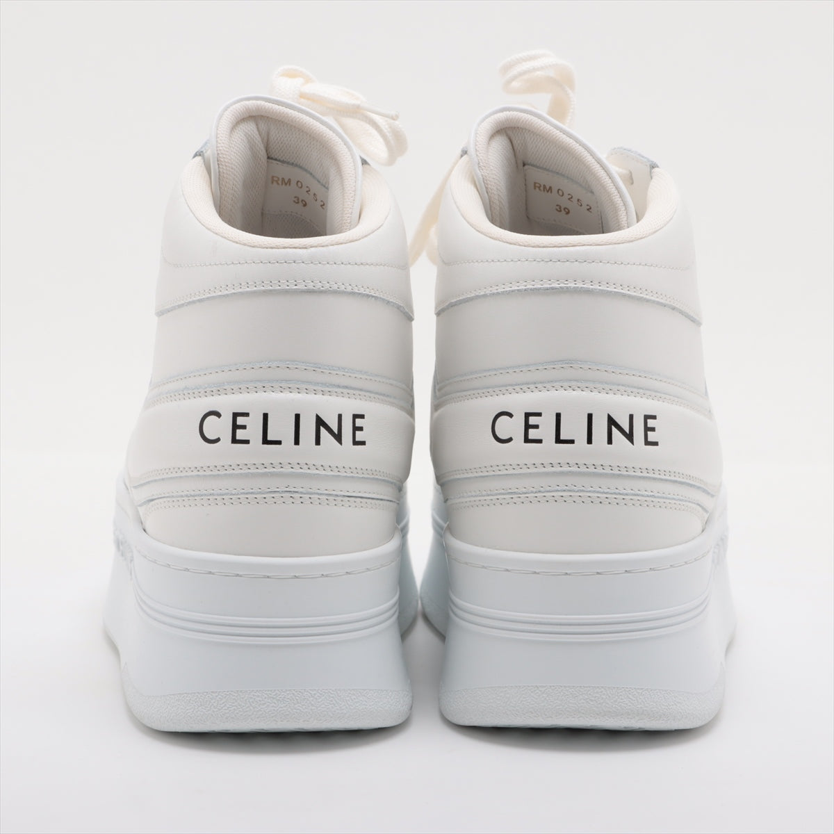 CELINE Eddie period Leather High-top Sneakers 39 Ladies' White RM0252