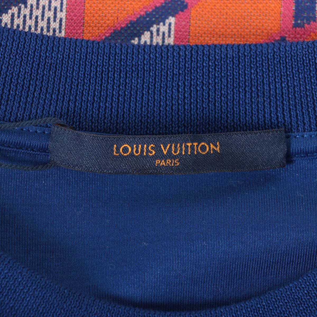 Louis Vuitton 22AW Cotton Basic knitted fabric XXL Men's Blue x orange  RM222 Diamond Damier