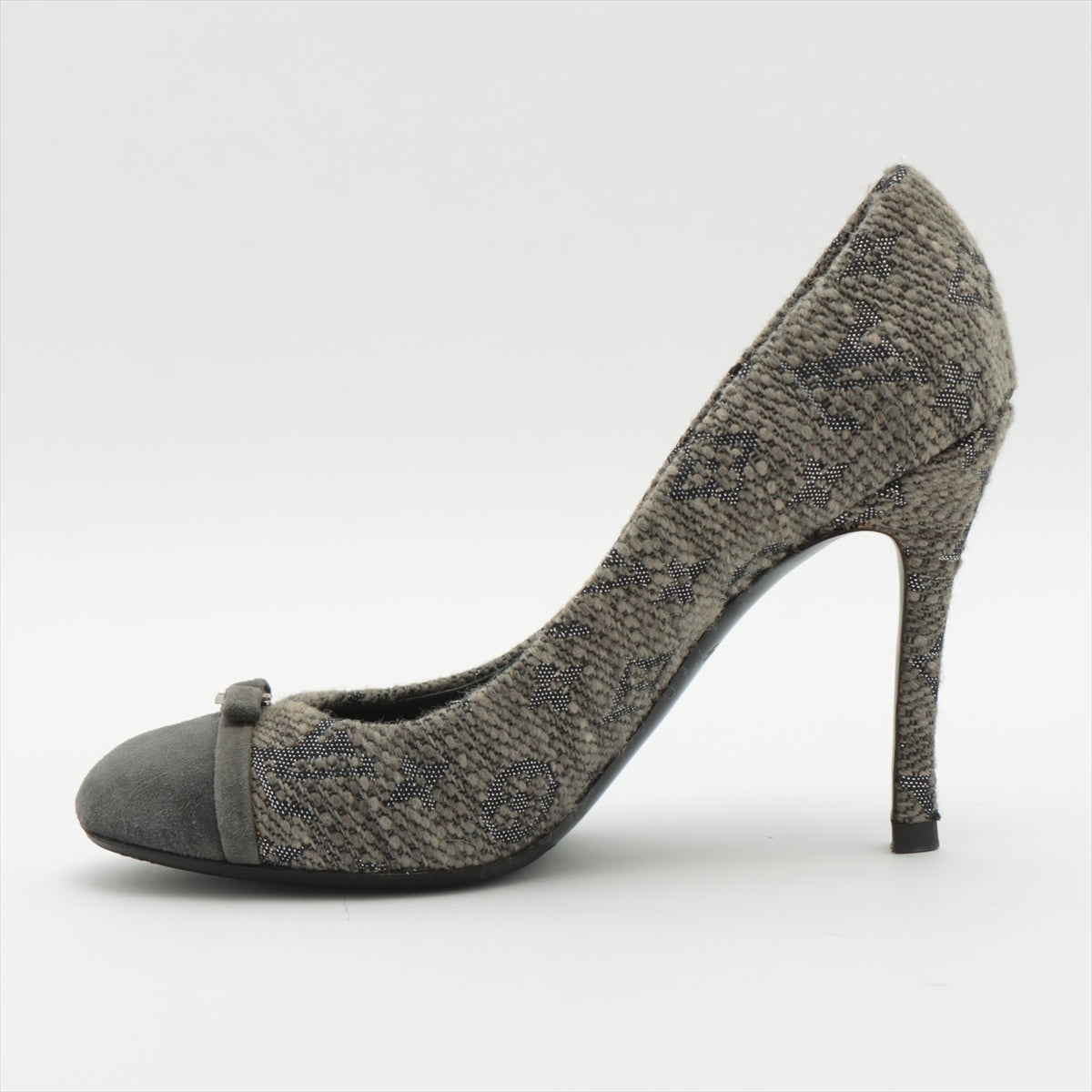 Louis Vuitton Tweed Pumps 38 1/2 Ladies' Grey TC0153 toes There are threads on insoles etc.