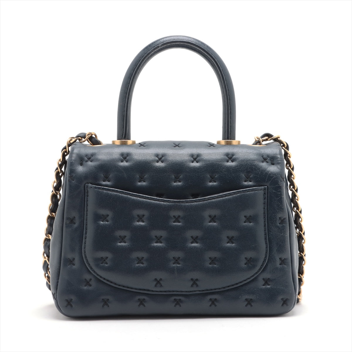 Chanel Coco Handle Ram leather 2way handbag Navy blue Gold Metal fittings 23XXXXXX
