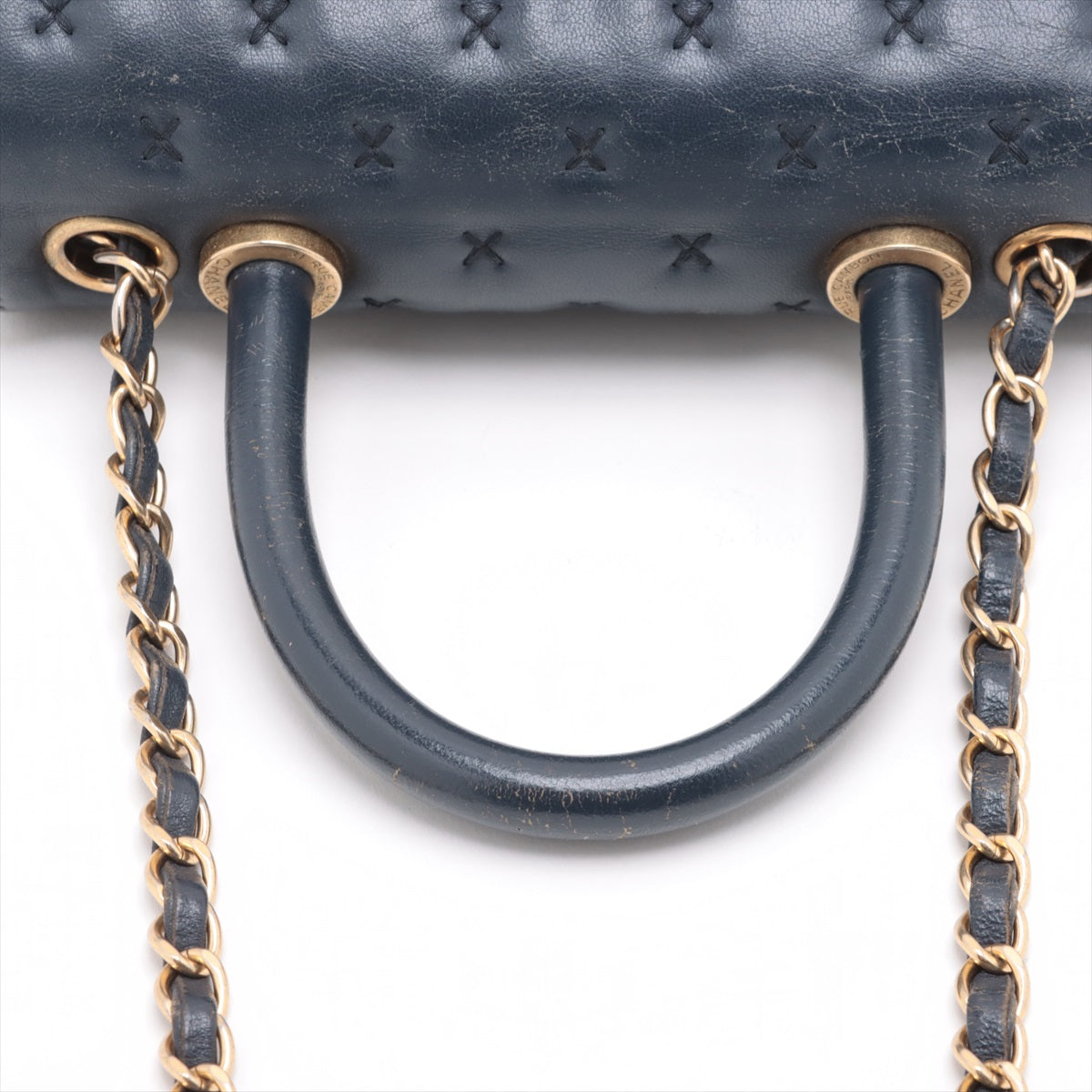 Chanel Coco Handle Ram leather 2way handbag Navy blue Gold Metal fittings 23XXXXXX