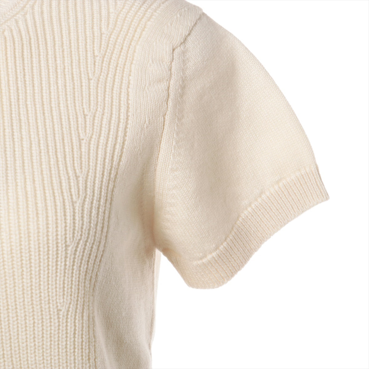 Hermès 23SS Cotton x Cashmere Short Sleeve Knitwear 36 Ladies' Ivory  3E2603D1 circle logo plate