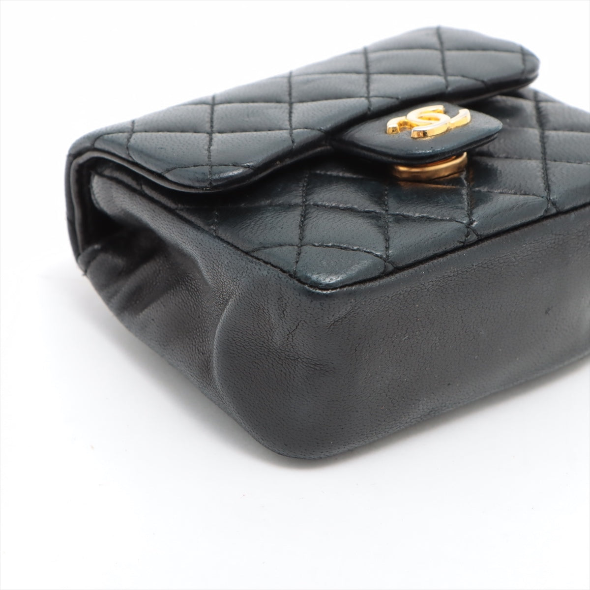 Chanel Mini Mini Matelasse Lambskin Waist bag Black Gold Metal fittings